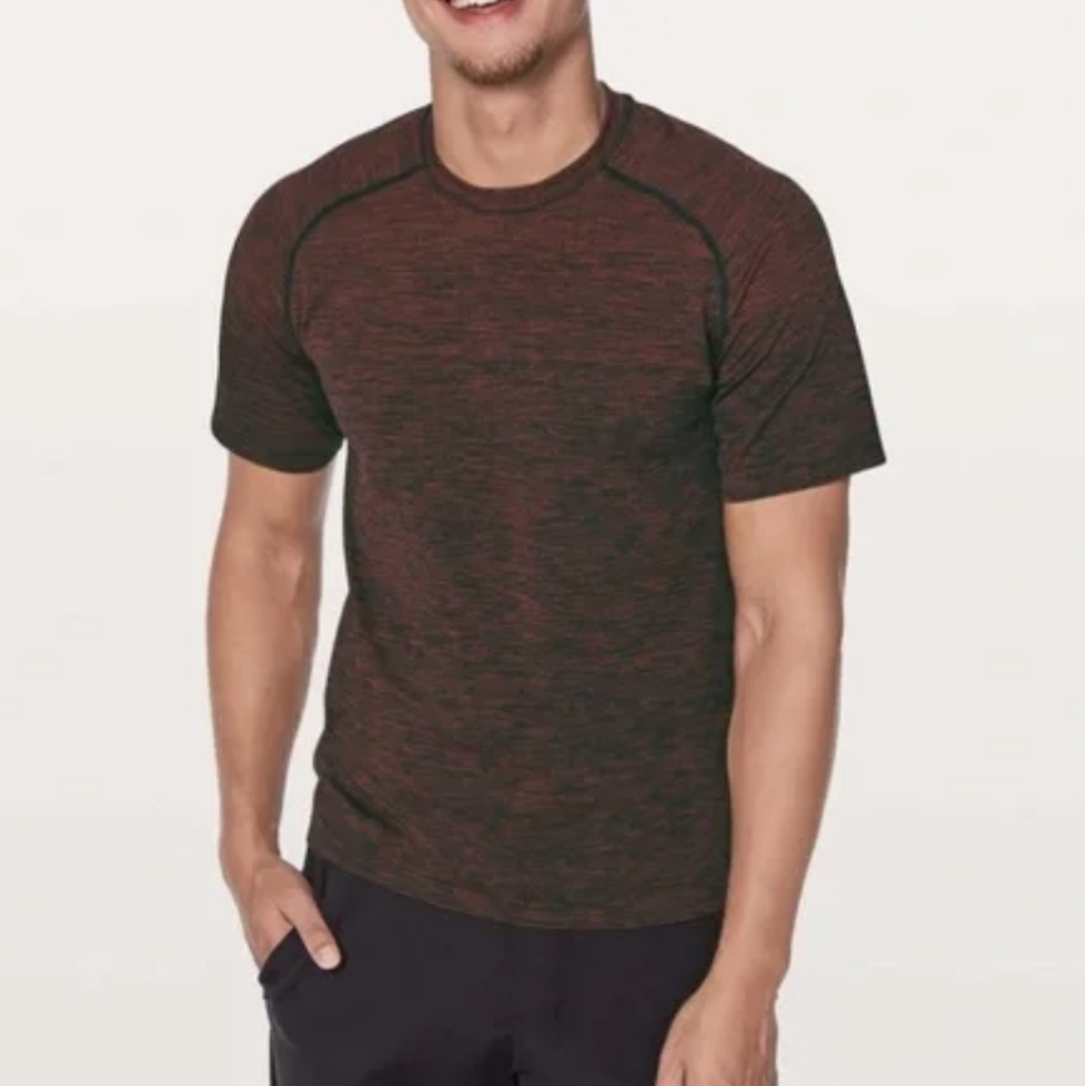 Lululemon Metal Vent Tech Short Sleeve Polo Oxblood Red Black Men's Size Large